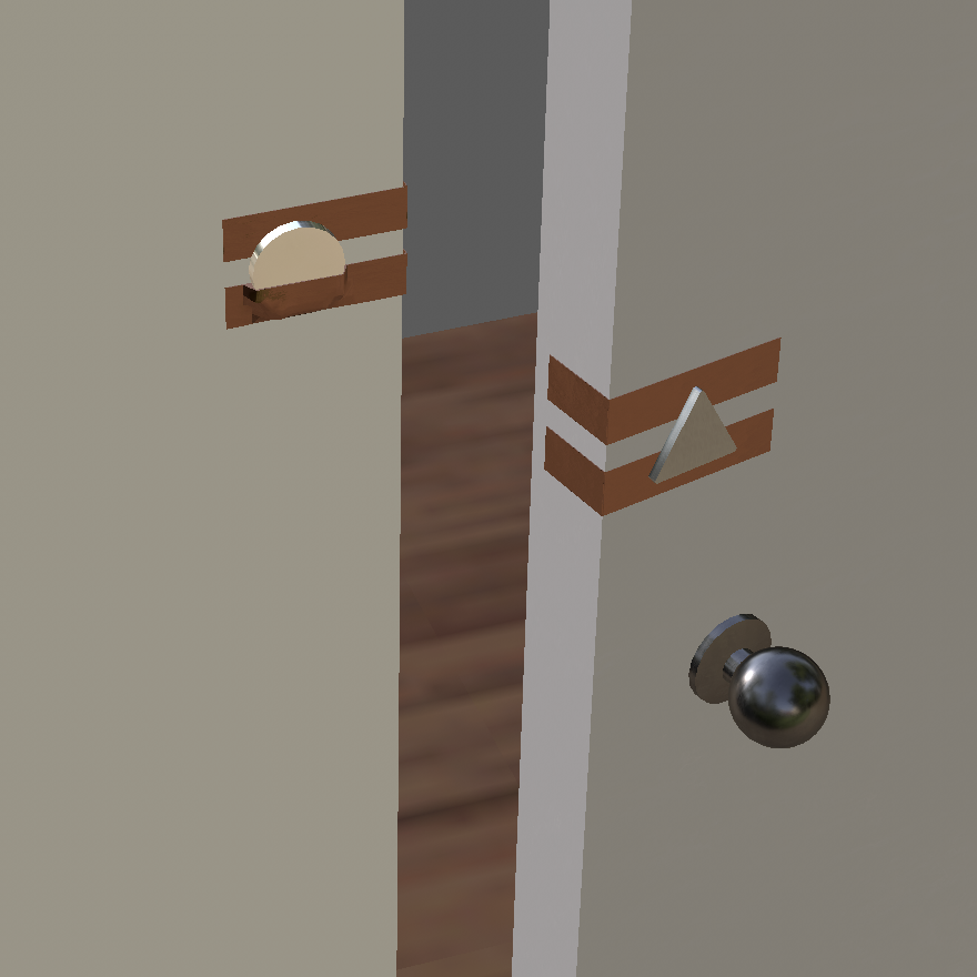 Cinema 4D model of circuit on doorframe. When door is closed the LED light is triggered