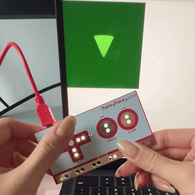 Using Makey Makey arrow keys to change the shape that appears on screen
