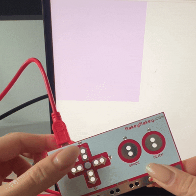 Using Makey Makey arrow keys to draw lines
