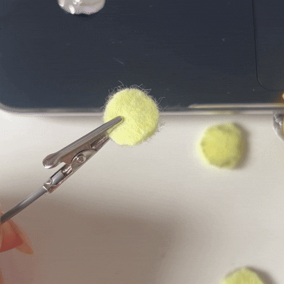 Using copper tape underneath felt button to make it conductive