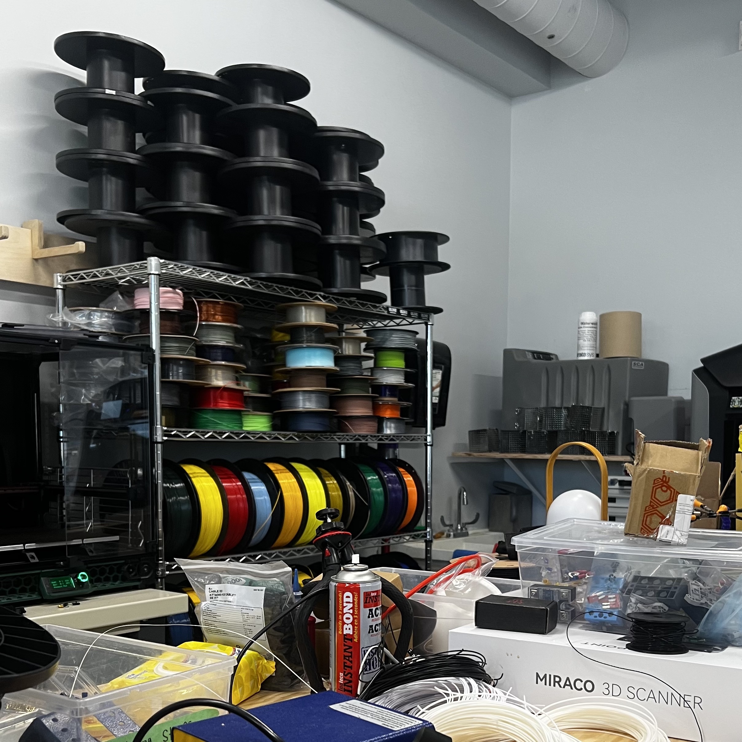 Picture of the materials used in the 3D printing lab